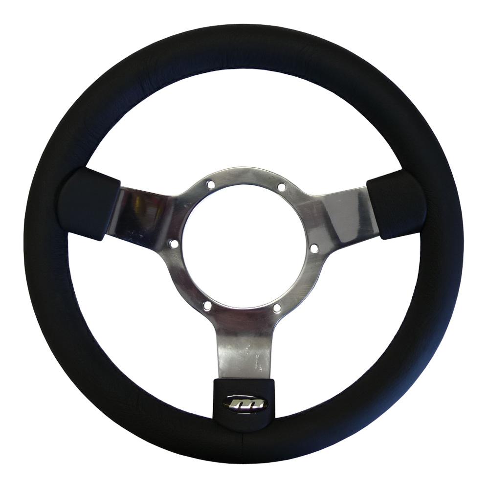 12-Zoll-Traditional Steering Wheel polierten Speichen Leder Rim