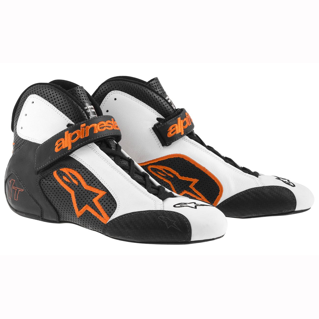 Alpinestars Tech 1-T-Rennen Stiefel Schwarz Orange Weiß