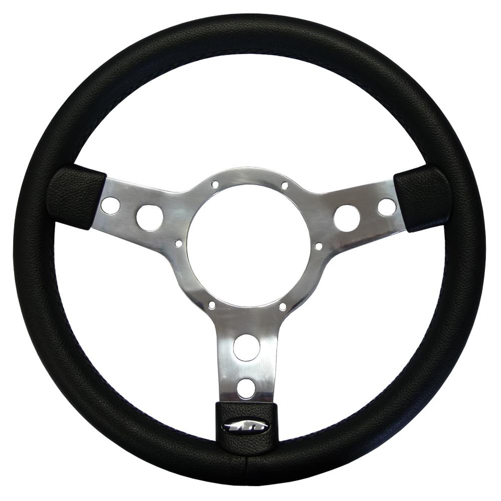 15 Inch Traditional Steering Wheel polierten Speichen Leder Rim